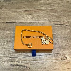 LV Cream & Gold Charms Chain Extender Bag Charm